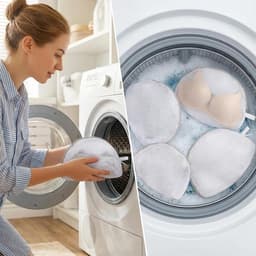 Wasnetten voor beha en ondergoed - 4 halfronde zakken 19 x 17 cm, beschermt delicate kleding in de wasmachine, ideaal voor lingerie en fijne stoffen — thumbnail 2