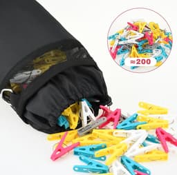 Wasknijperzak met riem - Klem organizer - Wasknijpers opbergen - Handsfree gebruik - Max 200 knijpers - Zwart — thumbnail 5