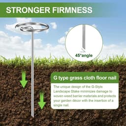 Grondankers G-vorm - Tuinhaken Worteldoek - Tuin Vastzetten - Groter Klemoppervlak - 30 stuks 152mm - Zilverkleurig — thumbnail 2