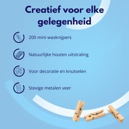 Knaak Mini Wasknijpers - 200 stuks - Houten Knijpertjes - 2,5 cm - Fotoknijpers - Hobby Knutselen — thumbnail 2