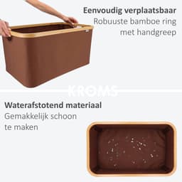 KROMS Wasmand opvouwbaar - Bruin - 45L - Laundry basket - Heupwasmand - Opvouwbare wasmand - Opbergmand — thumbnail 4