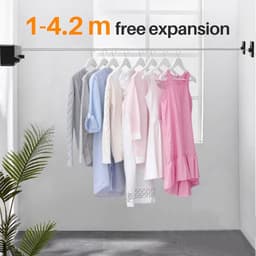 Dubbele Waslijn - Uitschuifbaar Verstelbaar - Kleding Drogen - Waterdicht Roestvrij Staal - Tot 4.2 Meter - Wit — thumbnail 2