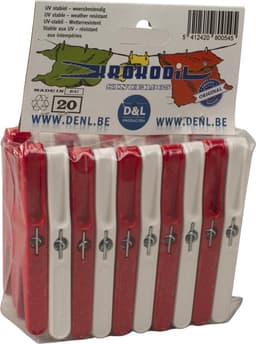 D&L Croco Wasklemmen/Wasknijpers - 20 Stuks - Rood/Wit — thumbnail 3
