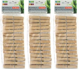 Jedermann wasknijpers - 45x - bamboe hout - 9,5 cm — thumbnail 1