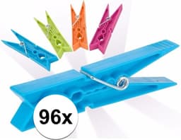 Wasknijpers - 96x stuks - gekleurde knijpers / wasspelden - Kunstof — thumbnail 4