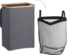 wasbox opvouwbaar - met deksel - 100 l - draagbaar - met handgrepen - stof — thumbnail 2