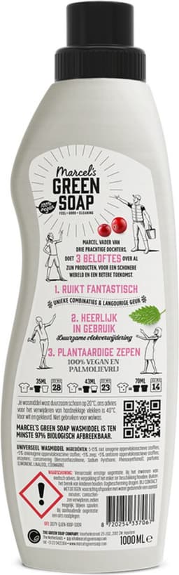 Marcel's Green Soap Wasmiddel Patchouli & Cranberry 23 Wasbeurten - 1 liter — thumbnail 4