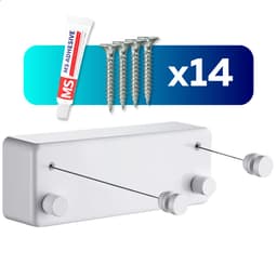 kwali.® Waslijn Uittrekbaar - Waslijndraad met stalen kern - Wasdraad - Wasrek alternatief - Roldrooglijn - Uittrekbare Waslijn - 8,8 m drooglengte — thumbnail 1