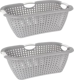 Storage Solutions wasmand - grijs - 26 liter - kunststof - 40 x 60 x 22 cm - Draagwasmand - met handvatten — thumbnail 2