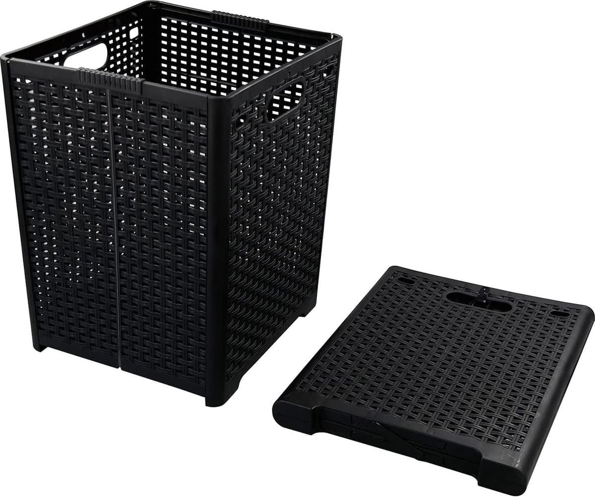 Online Europe, 2 opvouwbare Wasmand, 42L, Zwart,  33 x 33 x 44cm — afbeelding 1