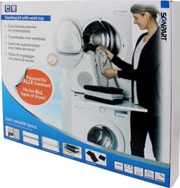 Scanpart tussenstuk voor wasmachine en droger met werkblad - Ideaal voor zwaardere warmtepompdrogers - Geschikt voor AEG Bosch LG Miele Samsung Siemens Zanussi Whirlpool - Stapelkit - Universeel — thumbnail 5