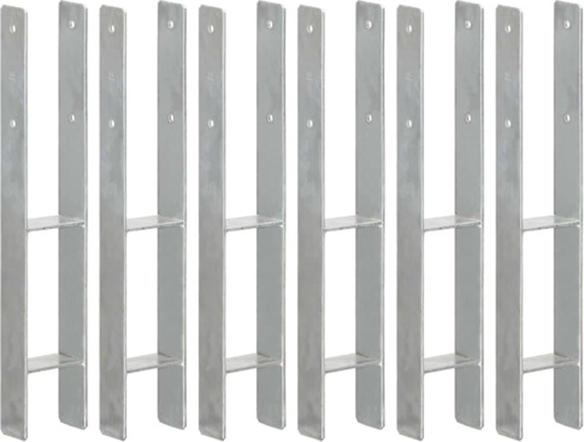 vidaXL - Grondankers - 6 - st - 9x6x60 - cm - gegalvaniseerd - staal - zilverkleurig — afbeelding 1