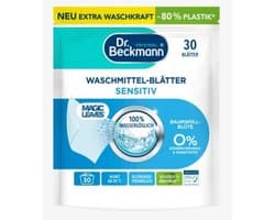 LET OP!!!! INHOUD 30 STUKS / Dr. Beckmann Wasmiddeldoekjes SENSiTIV / Wasmiddelstrips 30 STUKS / Dr. Beckmann /met aloe vera / Witte Was / Magic Leaves Universeel / Vegan- geen conserveringsmiddel-80% minder plastik