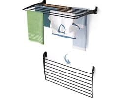Foxydry Fold 100 DOWN - black - wasdroogrek wandmontage clicksysteem - neerwaartse sluiting - 100 x 50 x 10 cm — afbeelding 1