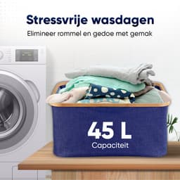 DARI. Opvouwbare Wasmand 45L – Heupwasmand – Wasmanden – Opbergmand – Wasbox – Bamboe – Blauw — thumbnail 3