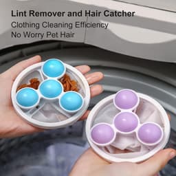 4 stuks - Wasmachine filterzakken - Wasmachine haarfilterzakken - Wasmachine pluizenverzamelaar - Herbruikbaar - Voorkomt verstoppingen in de afvoer van de wasmachine - Blauw en roze — thumbnail 5
