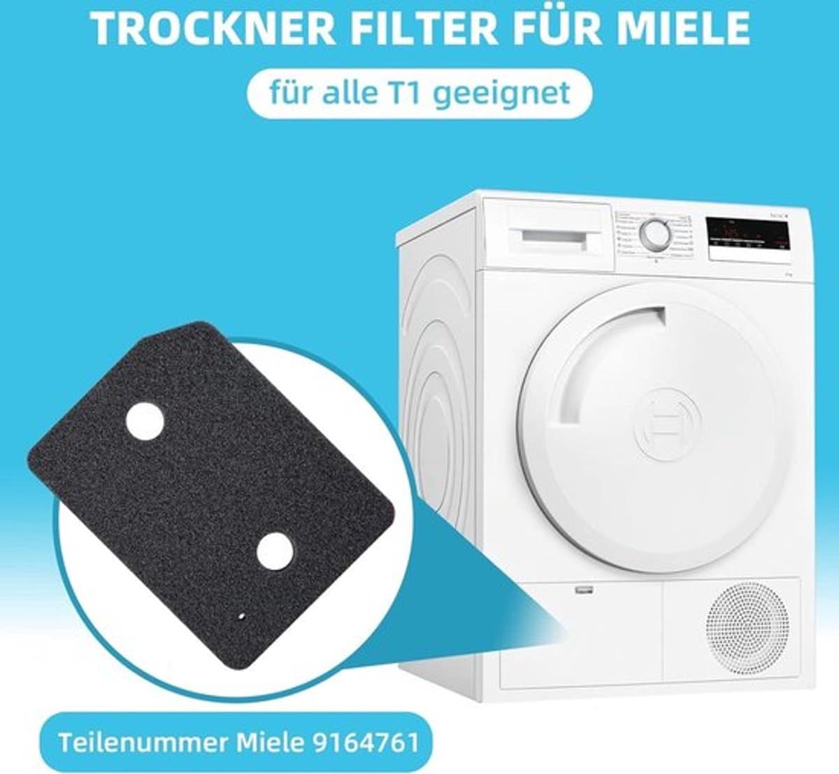 4 stuks - 9164761 droger filters voor Miele T1-serie warmtepompdroger, fijn/grof 207 x 157 x 30 mm wasdroger sokkelfilter — afbeelding 1