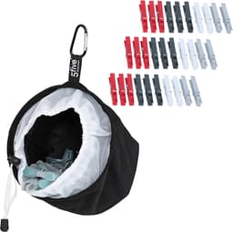 Wasknijper ophangmandje set - inclusief 54 knijpers - kunststof - D18 cm - ophanghaak — thumbnail 1