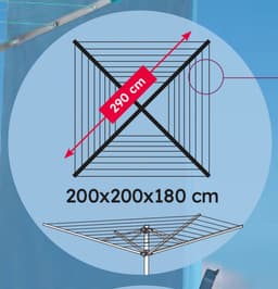 Metaltex - Droogmolen Meteor - met Grondanker - 60 meter drooglengte - Aluminium — thumbnail 2