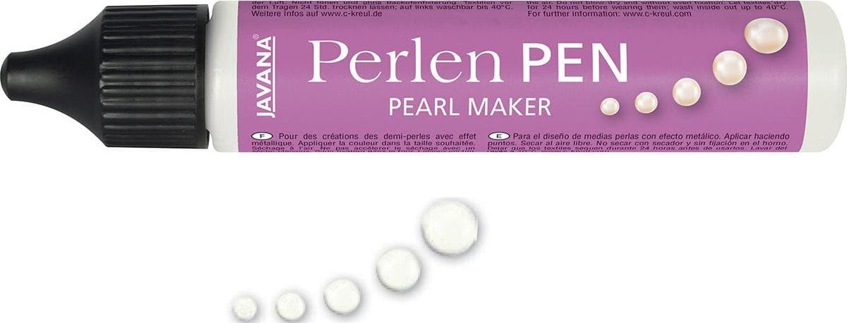 Javana Witte Parel Effect Pen 29ml - Voor op textiel en andere ondergronden — afbeelding 1