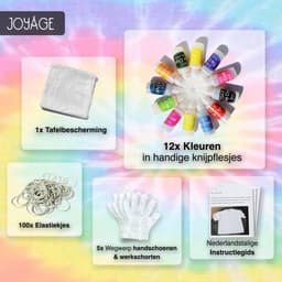 Joyage Tie Dye Kit Verf - 12 kleuren - Tie dye verf poeder - Tie dye set kinderen knutselset Textielverf wasmachine - Batik Verf set Wasmachinetextielverf Tye Dye set Meisjes speelgoed 5 jaar 6 jaar 7 jaar 8 jaar Sinterklaas cadeau verjaardagsfeestje — thumbnail 2