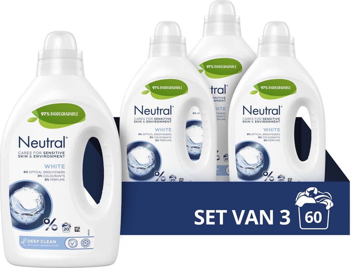 Neutral  Wit Vloeibaar Wasmiddel - 3 x 20 wasbeurten — afbeelding 1