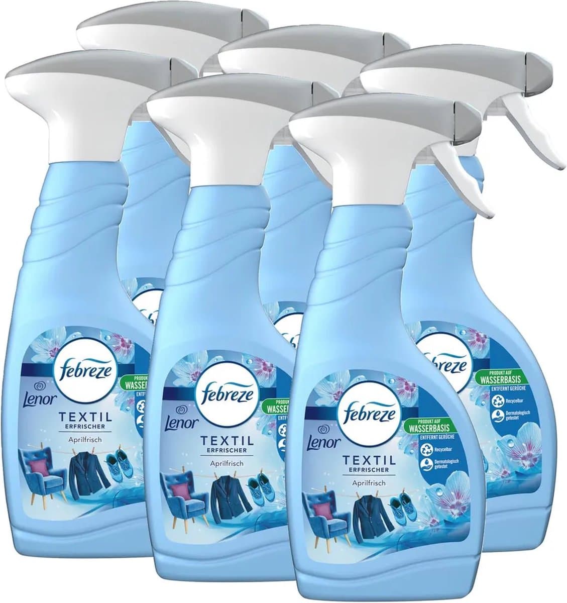 Lenor Febreze Textielverfrisser Spray - VOORDEELVERPAKKING - Fresh - | 6x 500ml | Verwijdert nare geuren — afbeelding 1