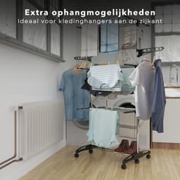 Droogrek Inklapbaar - Droogrek - Wasrek - Droogtoren - 17 Meter Drooglengte - Verrijdbaar - Metaal en Kunststof - Inclusief EBOOK — thumbnail 3