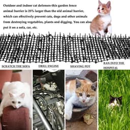 2 meter kattenafweerstrips - barrière voor dieren - 200 x 30 x 22 cm doornrooster - spikes - kattenverjager - 8 U-vormige grondankers - dierenverschrikker — thumbnail 3