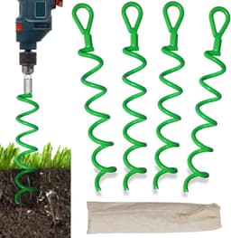 4-pack Krachtige 15 inch spiraal schuur anker kit voor zware grond - lichtgroene tent stakes met schroef anker — thumbnail 1