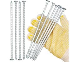 RVS spiraal grondankers - 100 stuks 200 mm lang voor tuinvlies kunstgras - camping - Ø 52 mm haringen zilver 100 stuks.