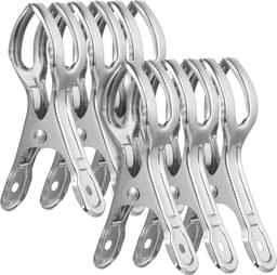 Wasknijpers - 18 Stuks - Strandlaken Anti Windknijpers Voor Op Strandstoel - RVS - Grote - Opening 6 Cm - Wasrek Knijpers - Anti-Slipclip - Rokjesclip - Quilt - Laken - Badhanddoek - Extra Lang En Stevig - Duurzaam — thumbnail 1