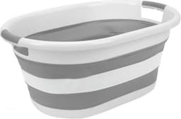 Benson Opvouwbare wasmand - 39 liter - ruimtebesparend - grijs - siliconen handvatten — thumbnail 2
