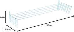 Wand gemonteerde witte kleding Airer - 150 cm Staal - 150 x 78 x 265 cm — thumbnail 2