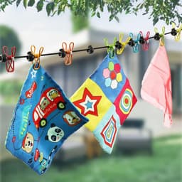 Intrekbare draagbare waslijn voor op reis, waslijn met 12 wasklemmen, voor binnenwasdrooglijn, buitenkampeeraccessoires - kleur - 1.8m — thumbnail 3
