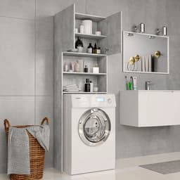 Wasmachine ombouw - Kast - Opbouwmeubel - Verhoger - Wasmachine meubel - Opbergkast - Hout - Betongrijs — thumbnail 2