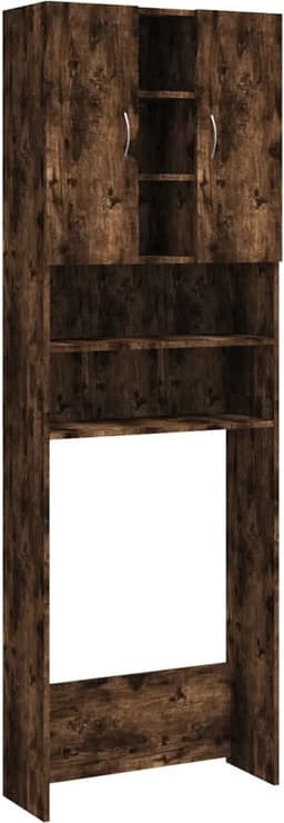 Wasmachine ombouw - Kast - Opbouwmeubel - Verhoger - Wasmachine meubel - Opbergkast - Hout - 64x25,5x190 cm - Gerookt Eiken — thumbnail 4