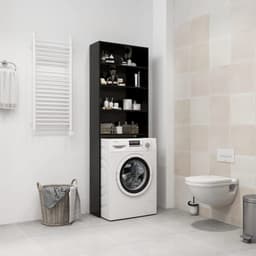 Wasmachine ombouw - Kast - Opbouwmeubel - Verhoger - Wasmachine meubel - Opbergkast - Hout - Zwart — thumbnail 2