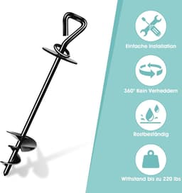 Grondanker voor Honden tot 220 lbs - Roestvrije Spiraalpaal voor Tuin, Camping & Strand — thumbnail 2