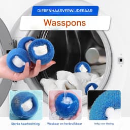 6-stuks wasballen - Droogballen - Herbruikbaar - Haarverzamelaar - Wasmiddel voor ontharing - Huisdierhaarverwijderaar - Antiklit adsorptie ontharingsbal voor kleding - Geschikt voor kleding, honden, katten en huisdieren - Blauw — thumbnail 4