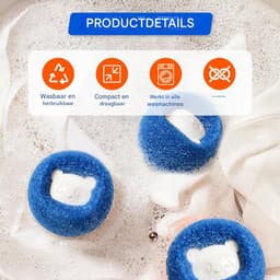 6-stuks wasballen - Droogballen - Herbruikbaar - Haarverzamelaar - Wasmiddel voor ontharing - Huisdierhaarverwijderaar - Antiklit adsorptie ontharingsbal voor kleding - Geschikt voor kleding, honden, katten en huisdieren - Blauw — thumbnail 3