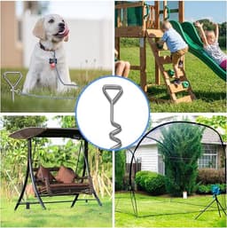 4 Stuks - Grondankers - met 4 Spanbanden 2.3m - Spiraalharing - Ankerset / grondanker - Universele Trampoline Verankeringsset - 30.5*5.5cm - metaal — thumbnail 3