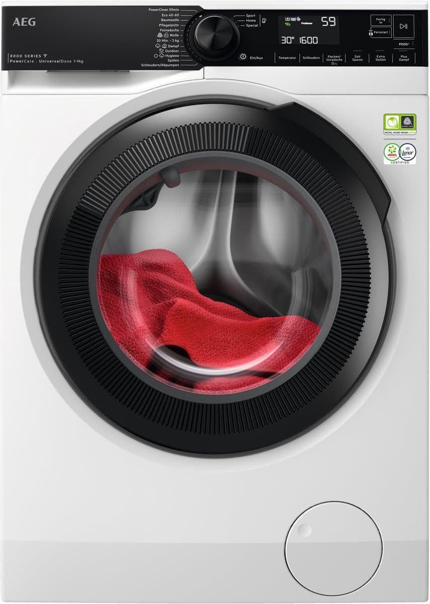 AEG Serie 9000 LR9W75490 wasmachine Voorlader 9 kg 1400 RPM Wit — afbeelding 1