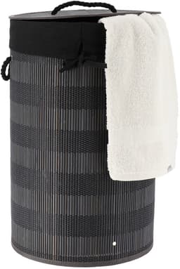 Tendance Wasmand Rustic met deksel Rotan - zwart/grijs - rond - katoen/bamboe - 67 liter - 35 x 35 x 55 cm — thumbnail 3