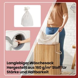 Wasmand - Met Deksel - 72 L - Bamboe – Natuurlijk Design — thumbnail 3