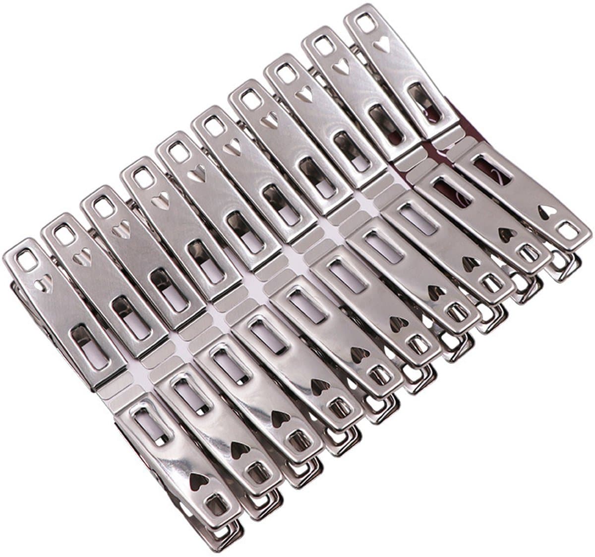 20 stuks roestvrijstalen clips - huishoudwasknijpers - kleine clips voor het drogen van dekbedden - vaste winddichte clips - kleding- en dekbedhangers - (zilver) — afbeelding 1