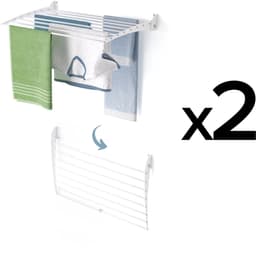 2x Foxydry Fold 82 cm DOWN - white - wasdroogrek wandmontage clicksysteem - neerwaartse sluiting - 82 x 50 x 10 cm — thumbnail 1