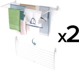 2x Foxydry Fold 116 cm DOWN - white - wasdroogrek wandmontage clicksysteem - neerwaartse sluiting - 116 x 50 x 10 cm — thumbnail 1