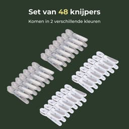 Gandria Wasknijpers 48 Stuks - Kunststof Wasknijpers - Set van 48 Plastic Knijpers - Wasrek Knijpers 10 Kg - Grijs/Wit en Wit/Grijs — thumbnail 2