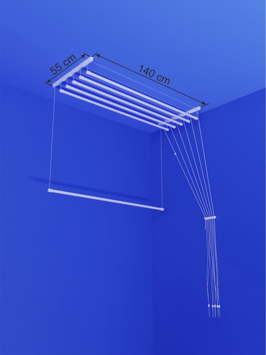 Heavy-duty Ruimtebesparend Plafond Droogrek - 6 stangen elk 140 cm lang — afbeelding 1